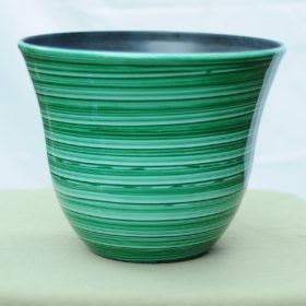 Fiber Pot, Round, Green Ceramic Finish, 13"+ (CR-9142)