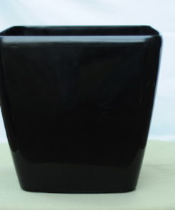 Fiber Pot, Square, Black, Shiny, 12" (KD-3844)
