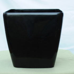 Fiber Pot, Square, Black, Shiny, 12" (KD-3844)