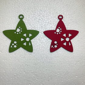 Cutout - Star (13 cm, 6 pcs, Hanging, Card, Green/Red)